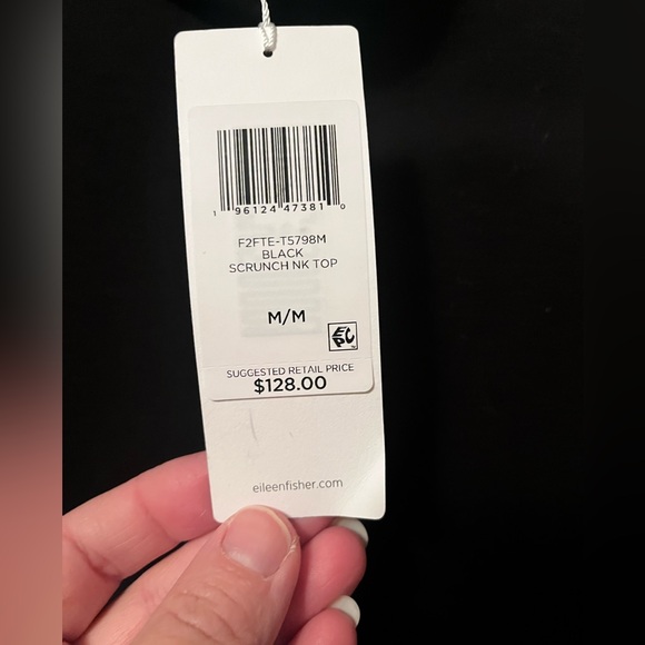 NWT Eileen Fisher Fine Jersey Scrunch Neck Top Tencel Blend Size Medium - Picture 3 of 7